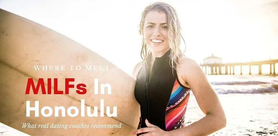 A Honolulu MILF with her surfing board on the beach in Hawaii