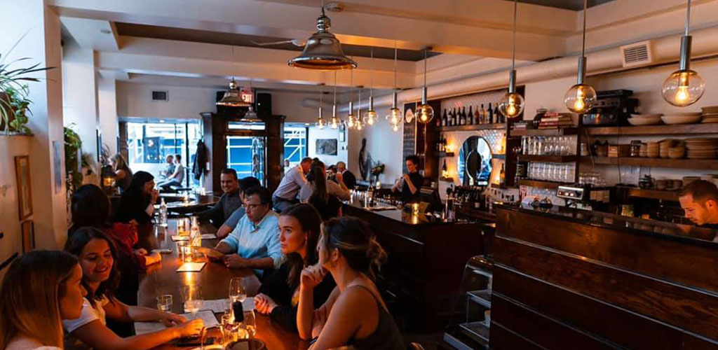 The dining area of Obladee Wine Bar