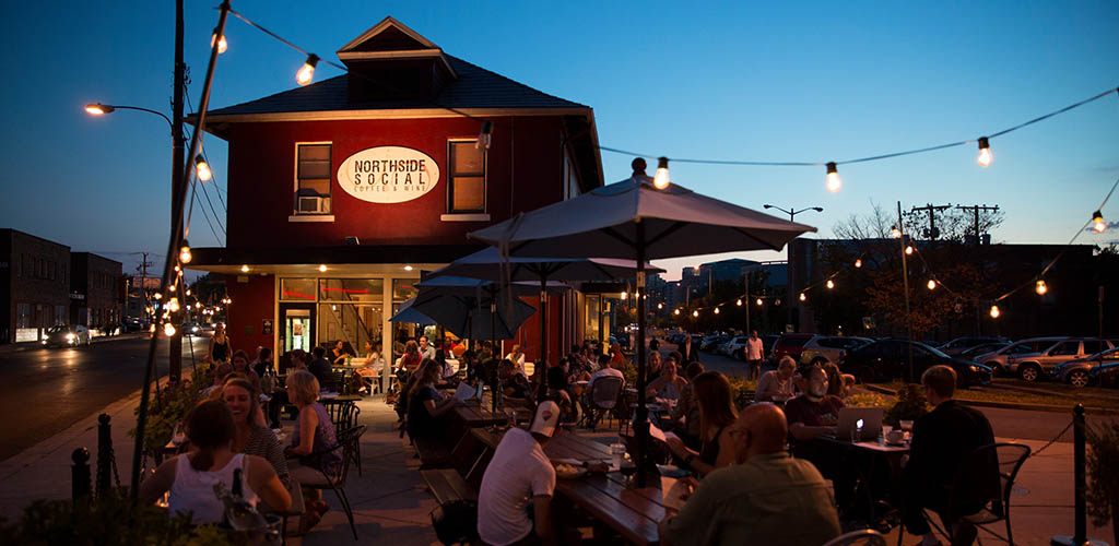 The full patio at Northside Social Coffee and Wine