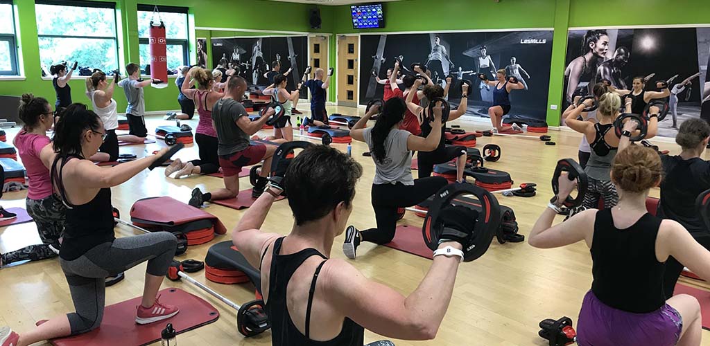 A workout class at Bannatyne