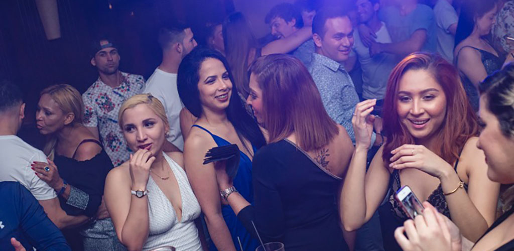 The dance floor full of beautiful women at Blue Martini Brickell