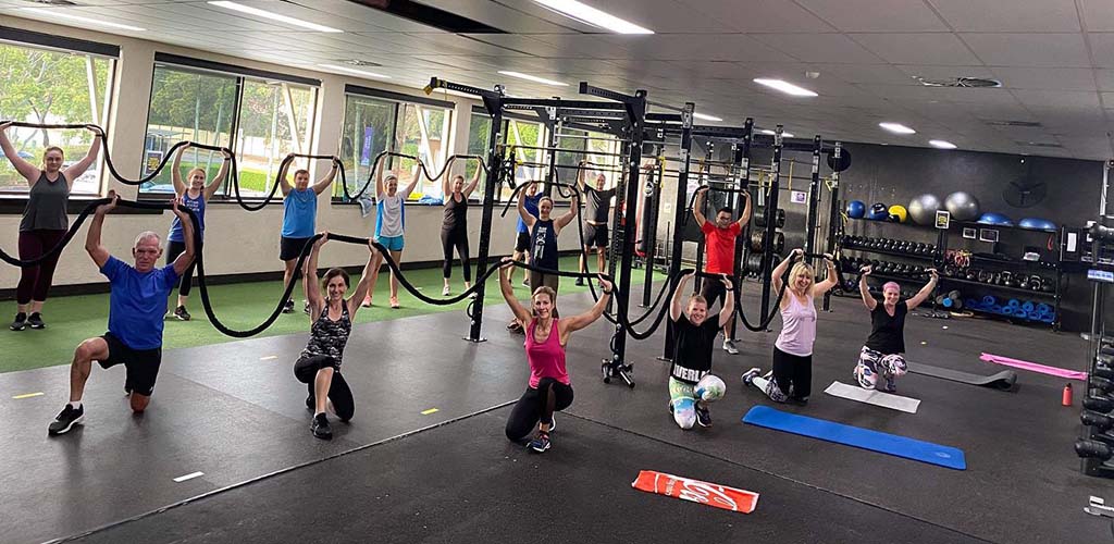 A workout class at Club Coops