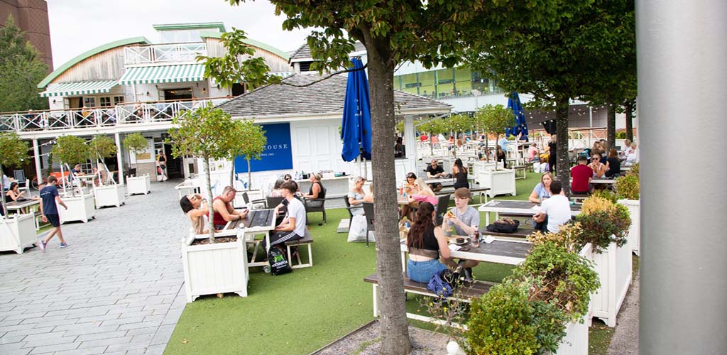 An outdoor dining area at Liverpool One