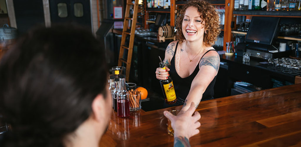 The beautiful bartender at The Old Gold