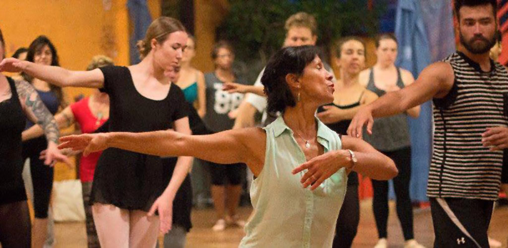 A woman leading the dance class at Maple Street Dance Space