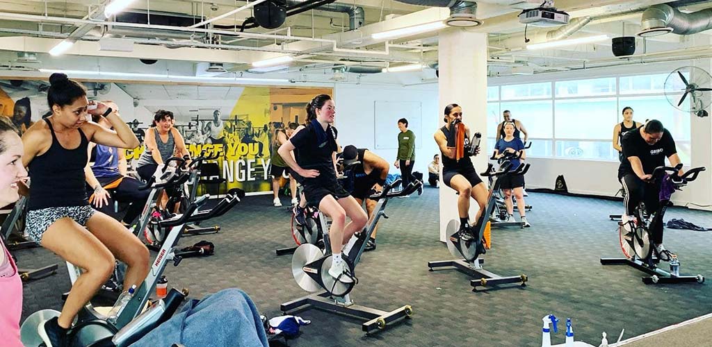 A cycling class at Exodus Gym