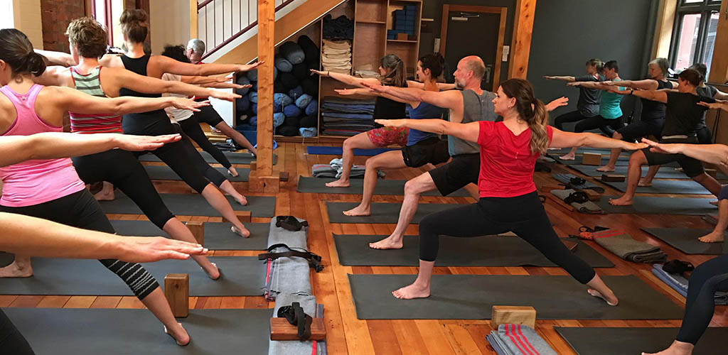 A yoga class at Iyengar Yoga Centre