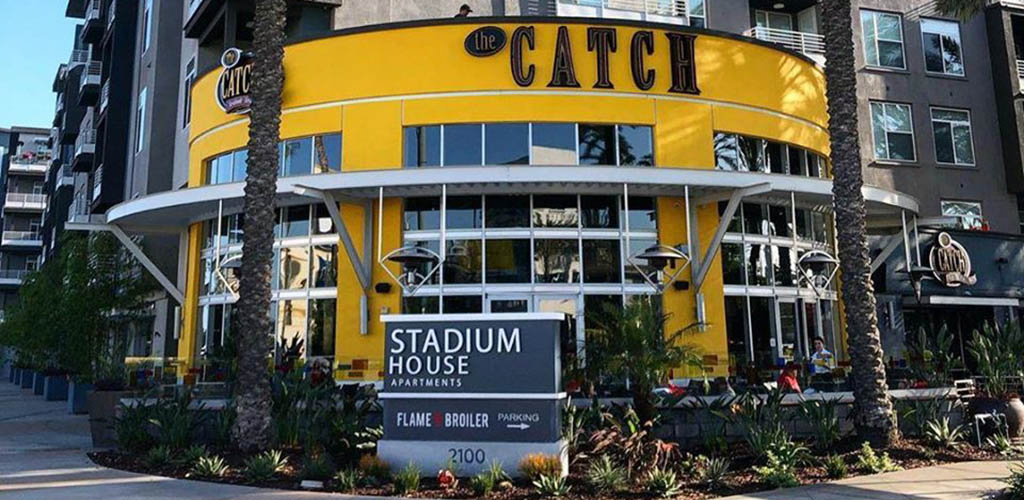 The bright facade of The Catch