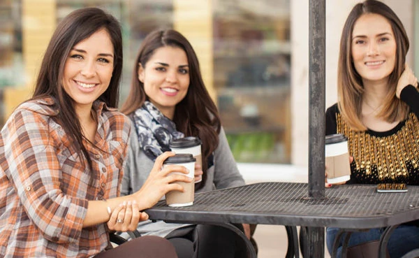 Three cougars in Leeds UK enjoying some coffee