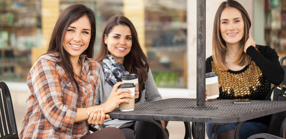 Three cougars in Leeds UK enjoying some coffee