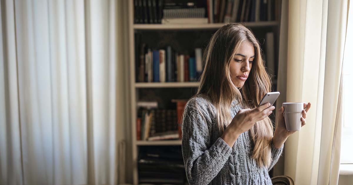 Disinterested woman texting