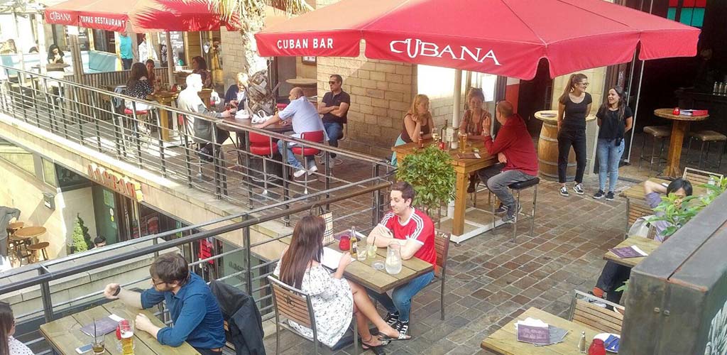 The outdoor area of Cubana Tapas Bar where you can find cougars in Sheffield