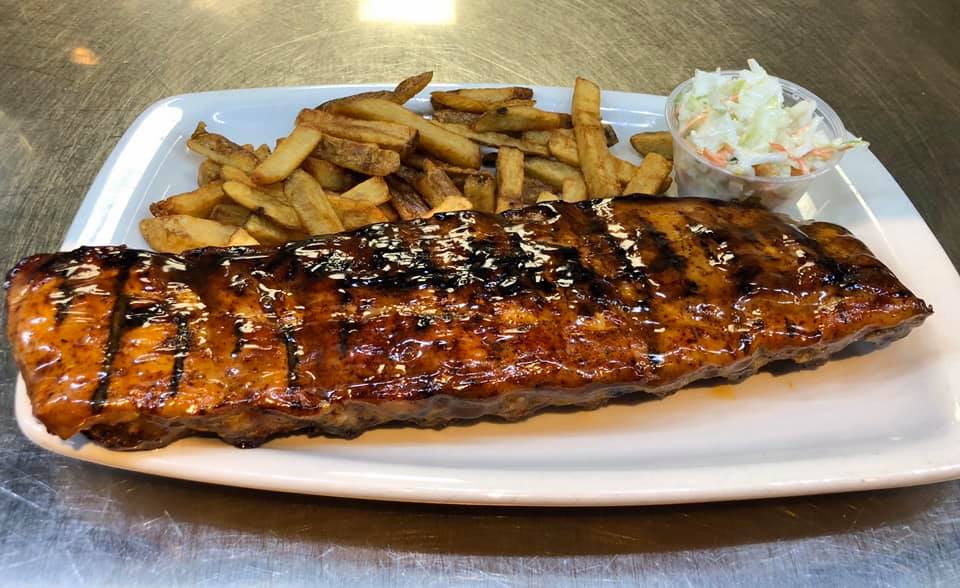 Huge ribs with a side of potatoes from Jake's Boathouse