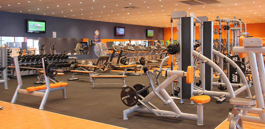 The very orange interior of Plus Fitness