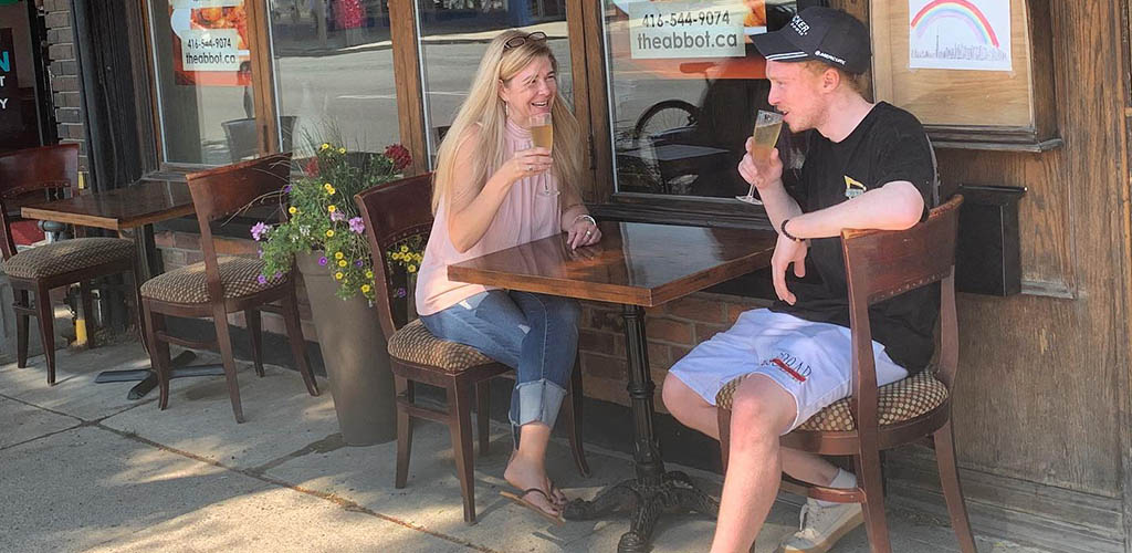 A mature woman on a date outside The Abbot