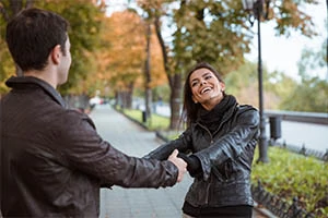 holding hands on a date