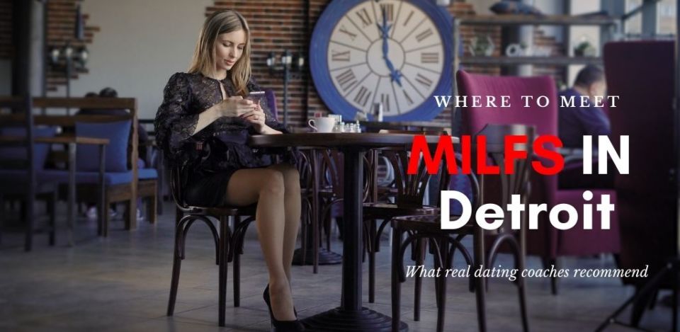 Single Detroit MILF sitting at a table texting