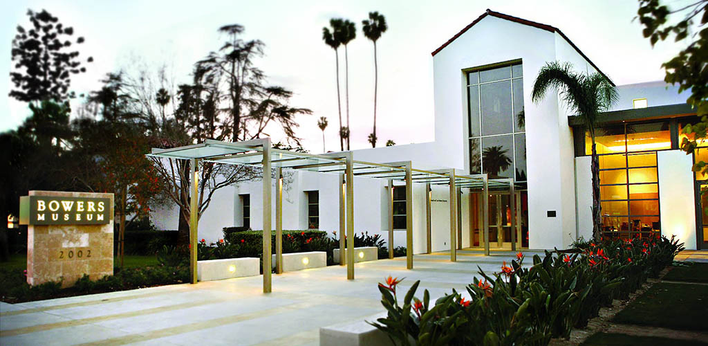 The modern exterior of Hit up Bowers Museum