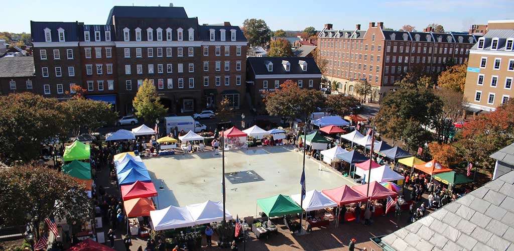 The colorful tents at the Old Town Farmers Market