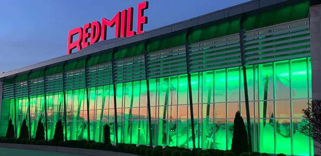 Exterior of The Red Mile at night