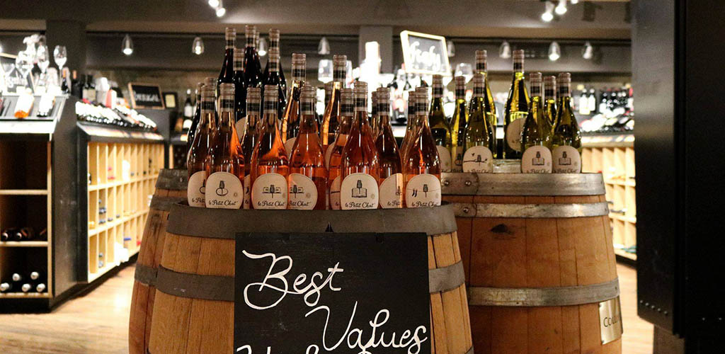 Different types of wine at Cellar Wine Store