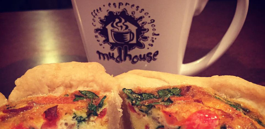 Quiche and coffee from Mudhouse Coffees