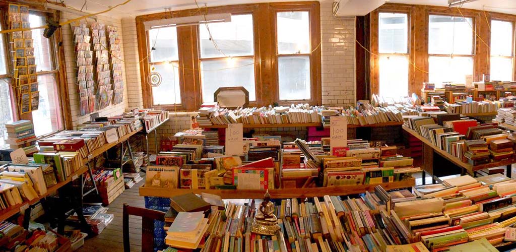 Stacks of books at Paramount Books