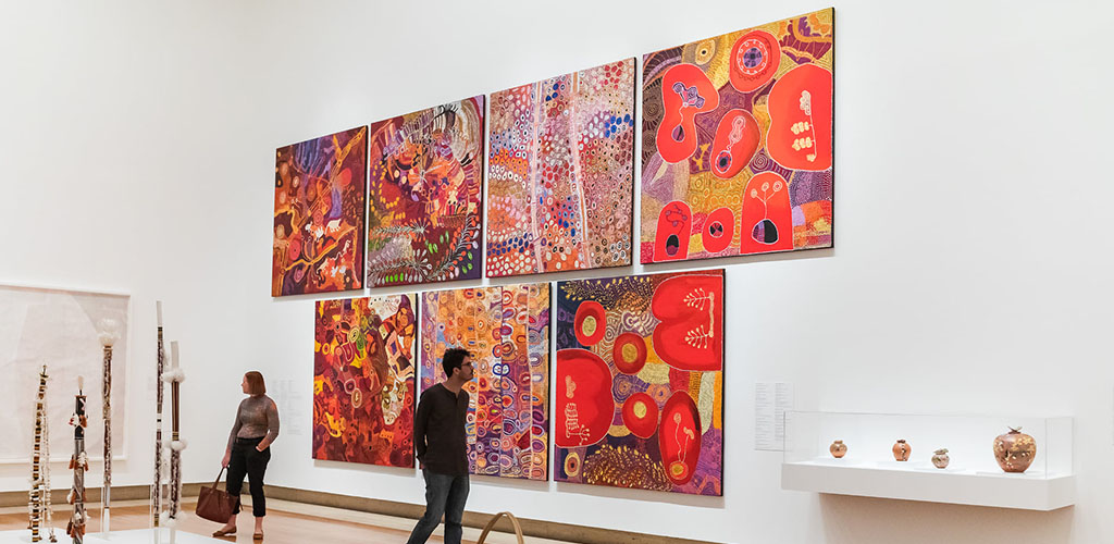 Colorful artwork on display at the Queensland Art Gallery