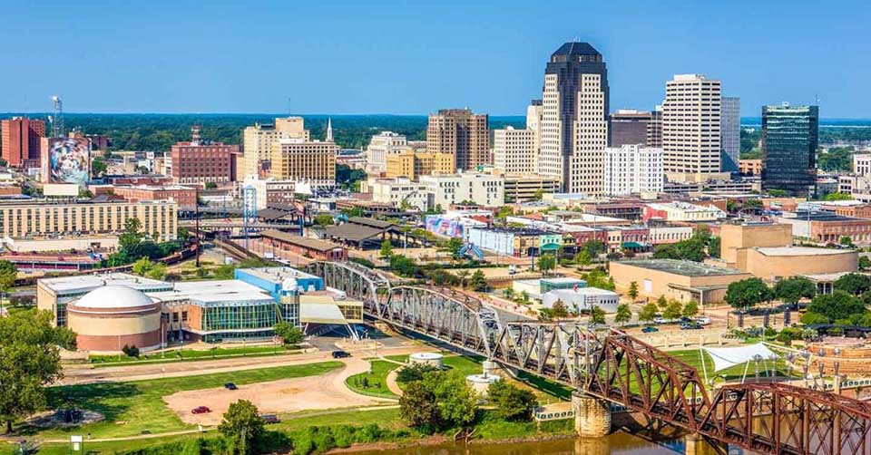 Aerial view of Shreveport Louisiana