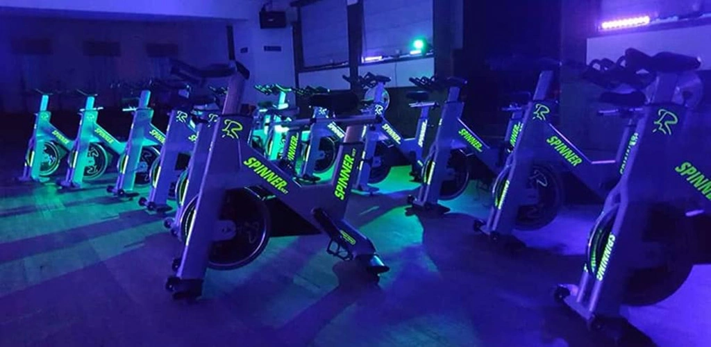 Stationary bikes at Yoga and Spin