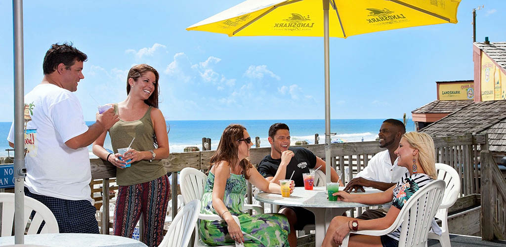 Friends enjoy a hot day at Ocean Annie