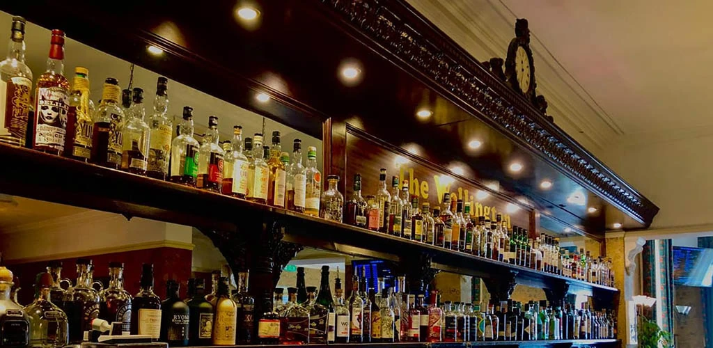 The bar shelf at The Wellington