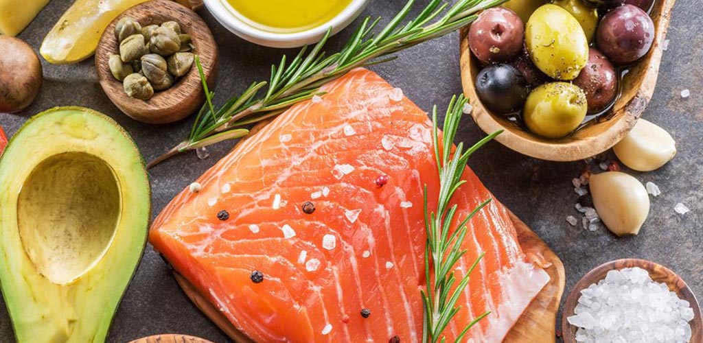 Fresh salmon, produce and spices from Fairway Market