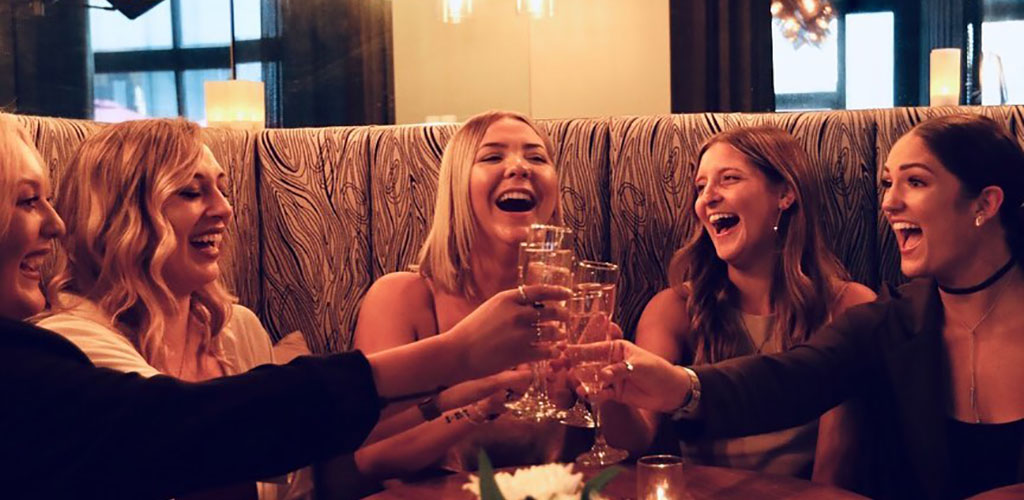 A group of ladies on a fun night out at Vault Martini