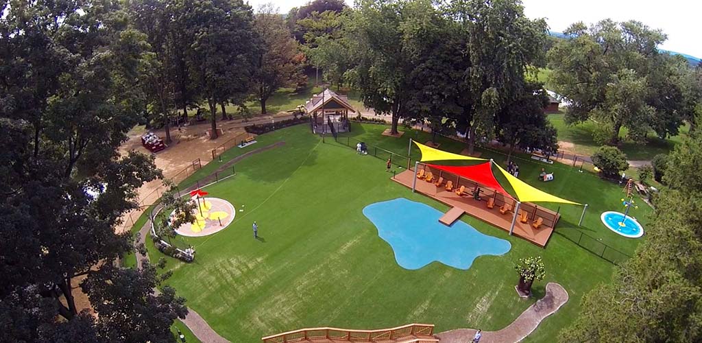 Aerial view of Beau's Dream Dog Park at Buchanan Park