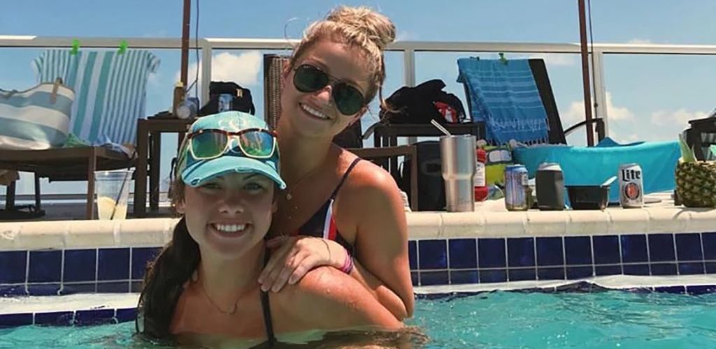 Two lovely women at the pool in Margaritaville Beach Hotel