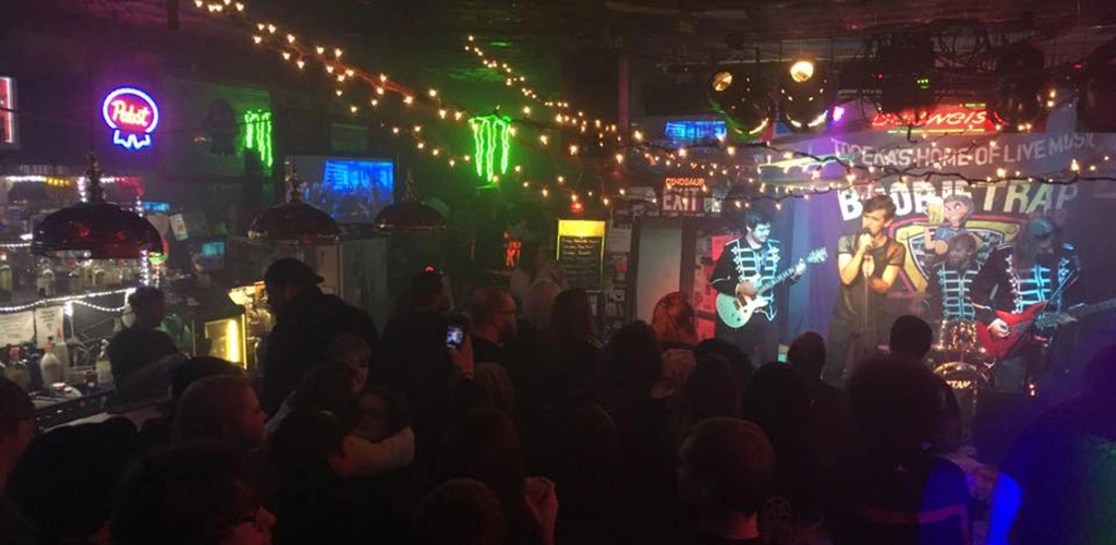 The crowd during a live music performance at The Boobie Trap Bar