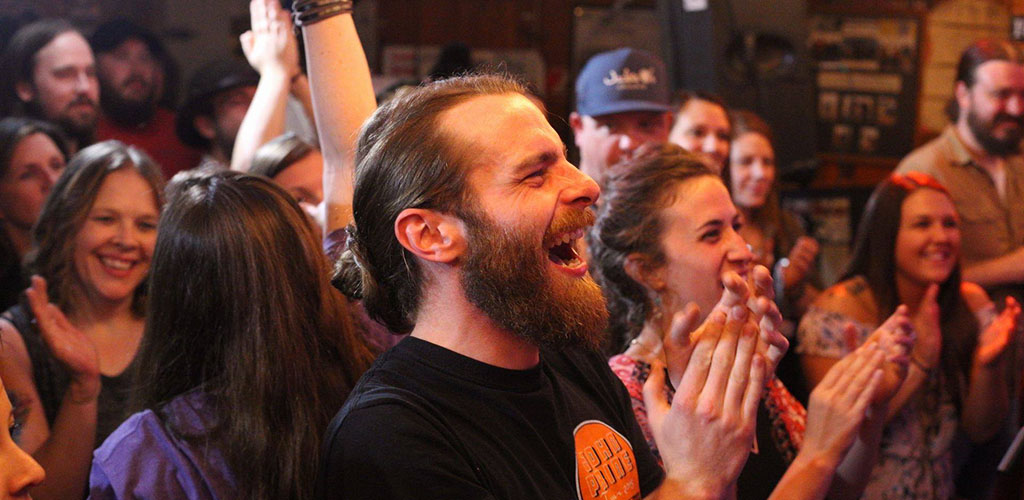 The crowd at The Empty Glass during a live performance