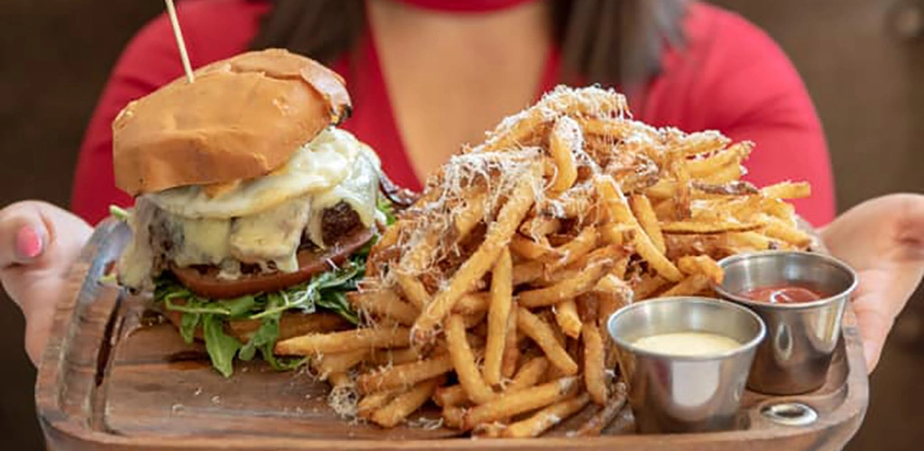 Burger and fries from Circe Restaurant