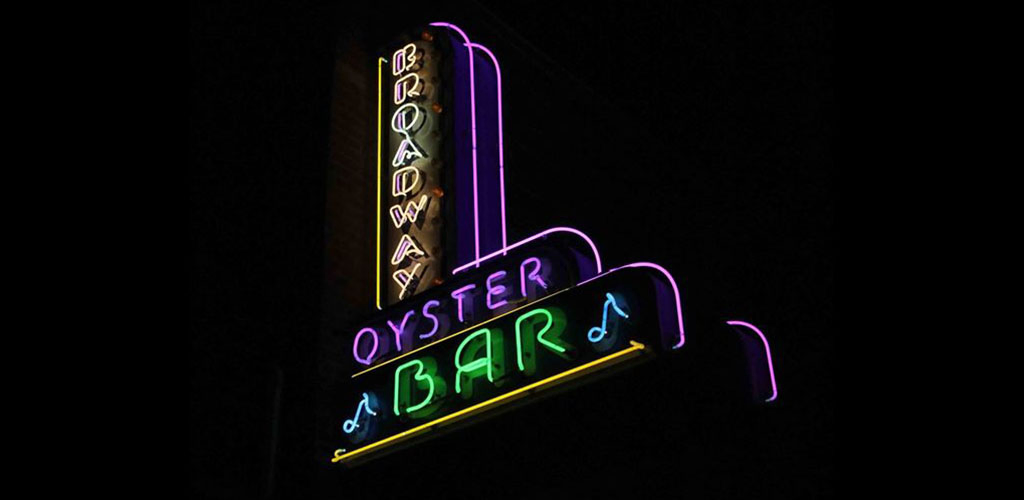 The Broadway Oyster Bar neon sign