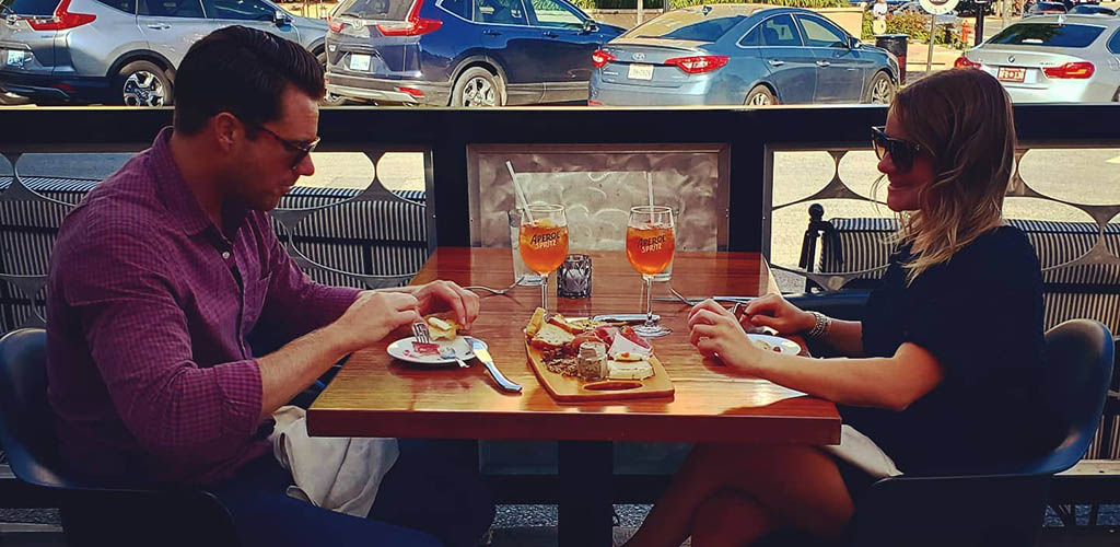 A couple on a romantic lunch date at Stella