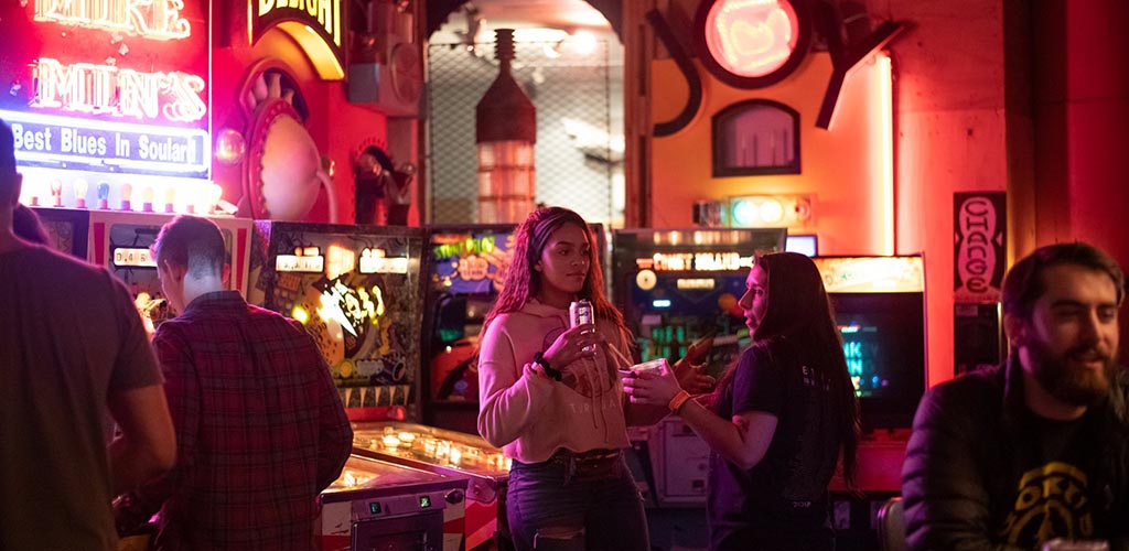 Ladies at the arcade of City Museum