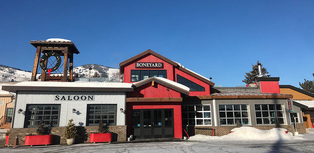 Boneyard Saloon & Kitchen exterior during a sunny winter day