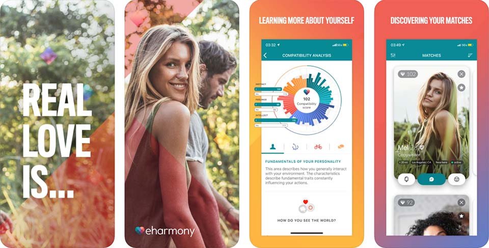 Screenshots of eHarmony iOS