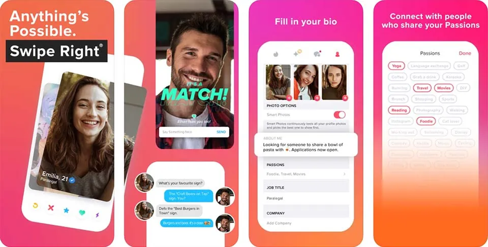 Tinder app on iOS