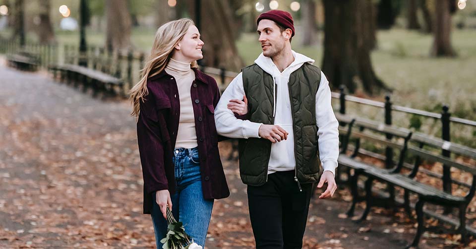 A long-term couple in a park