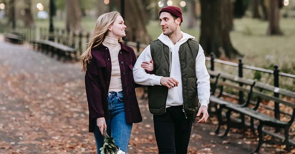 A long-term couple in a park