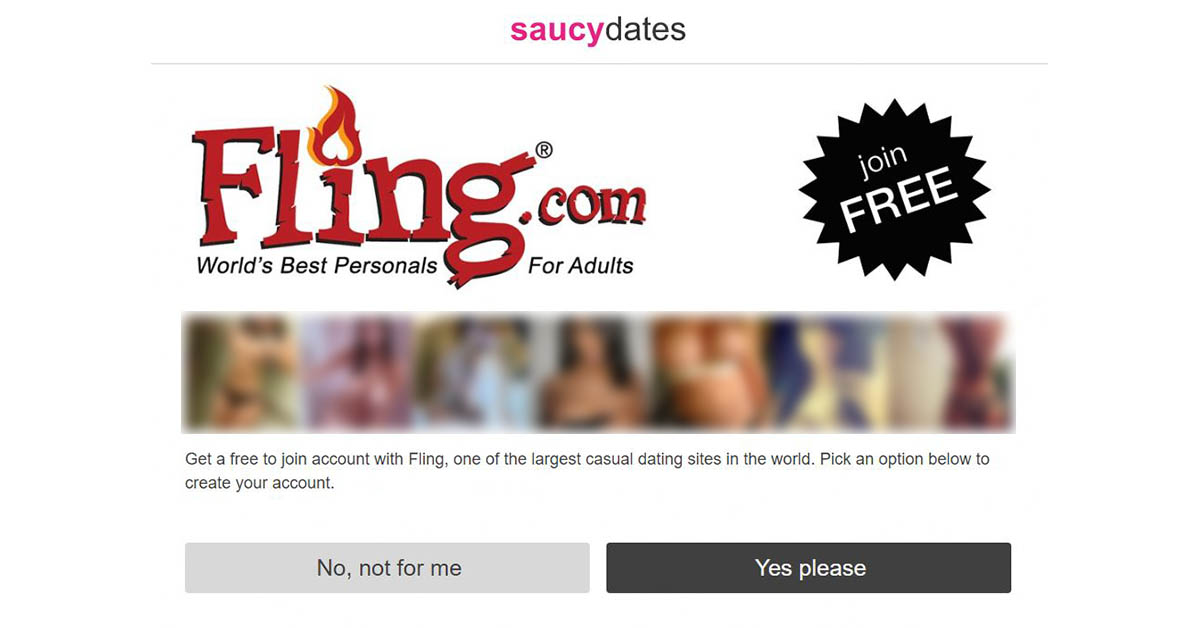 Saucydates redirect to fling