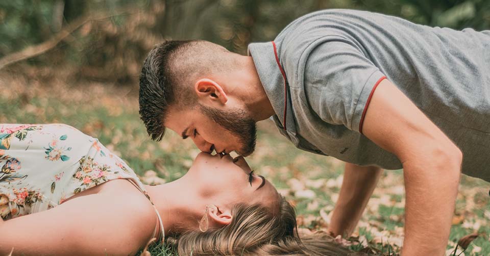 Couple on a romantic date at the park