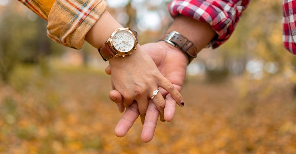 Long-term couple holding hands